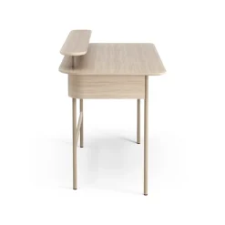 Escritorio Luna con estante, Roble pigmentado blanco