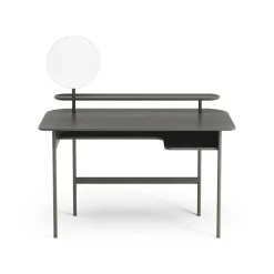 Escritorio Luna con estante y espejo, Roble gris tormenta