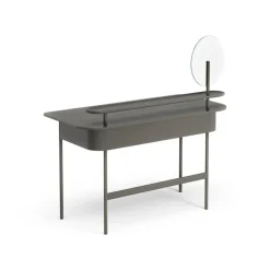 Escritorio Luna con estante y espejo, Roble gris tormenta