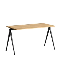 Escritorio Pyramid 01, Oak clear lacquer-140x65cm-estructura de acero negra