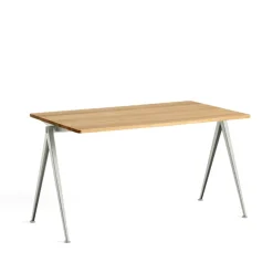 Escritorio Pyramid 01, Oak clear lacquer-140x75cm-estructura de acero beige