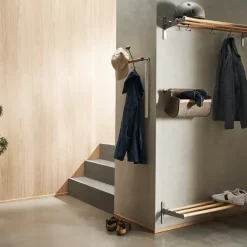 Estante perchero o zapatero Nostalgi , roble, aluminio