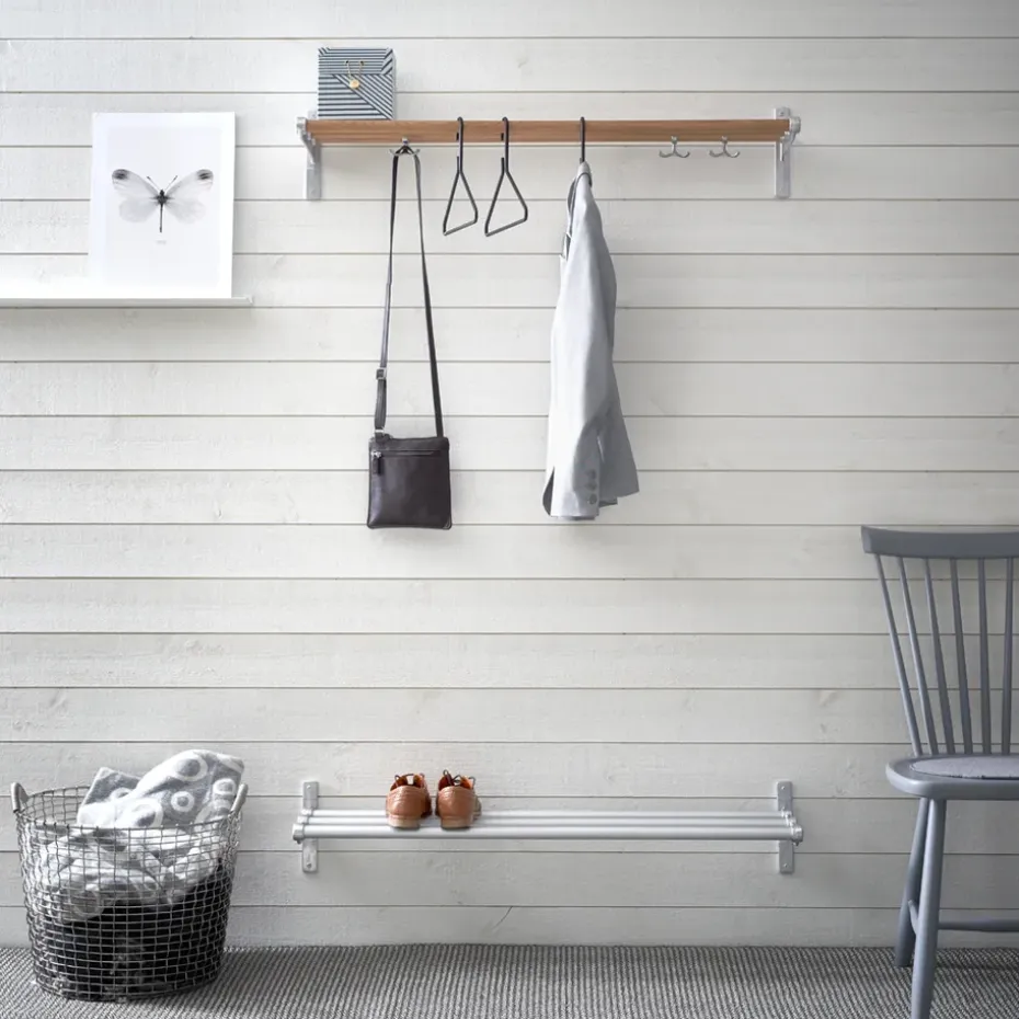 Estante perchero o zapatero Nostalgi , roble, aluminio