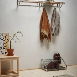 Estante sombrerero Funk, Acero inoxidable, roble varilla de roble aceitada