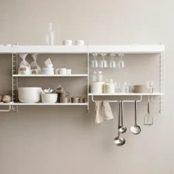 Estante String metal, Blanco, 58x20 cm, borde bajo