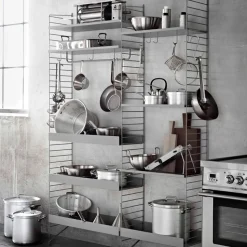 Estante String metal, Blanco, 78x20 cm, borde bajo