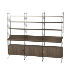 Estante String, Nogal, 78x30 cm, paquete de 3