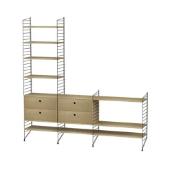 Estante String, Roble, 78x30 cm, paquete de 3