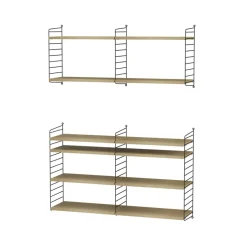 Estante String, Roble, 58x30 cm, paquete de 3