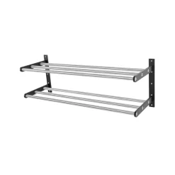 Estante zapatero 12, Acero/negro, aluminio con revestimiento negro