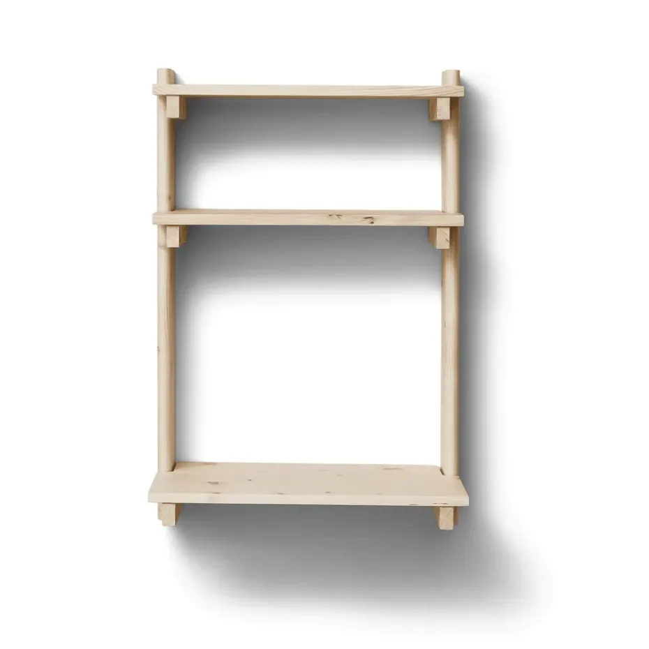 Estantería Beam de pared con escritorio, Pino