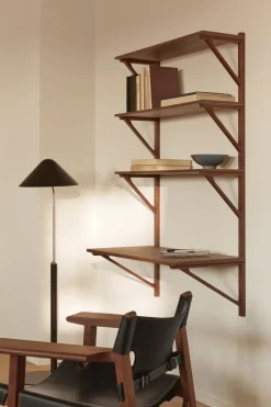 Estantería con escritorio BM29, 78x134 cm, Walnut lacquer