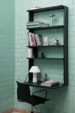 Estantería de pared con escritorio Gridlock - M1-A4-0-D, Black stained Ash