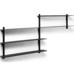 Estantería Nivo B, fresno teñido de negro-negro