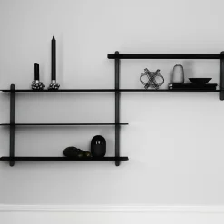 Estantería Nivo B, fresno teñido de negro-negro