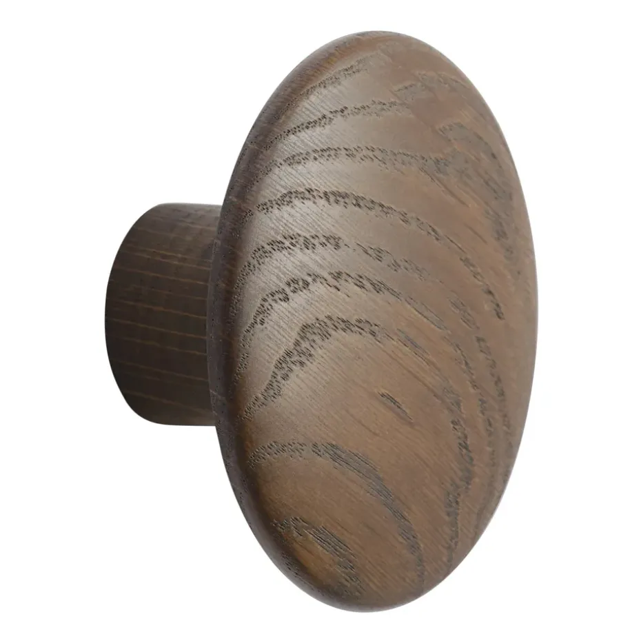 Gancho Dots wood dark stained brown, Ø9 cm