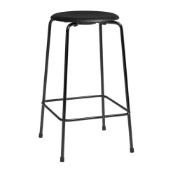 High Dot counter stool 4 patas, Intense cuero negro-acero negro