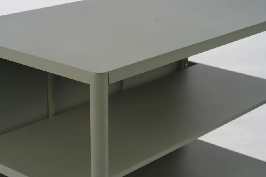 Kelia cocina de exterior con banco y estantes, Nordic green, 121x91x64 cm