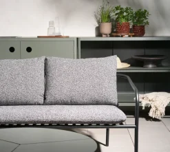 Kelia cocina de exterior con banco y estantes, Nordic green, 121x91x64 cm