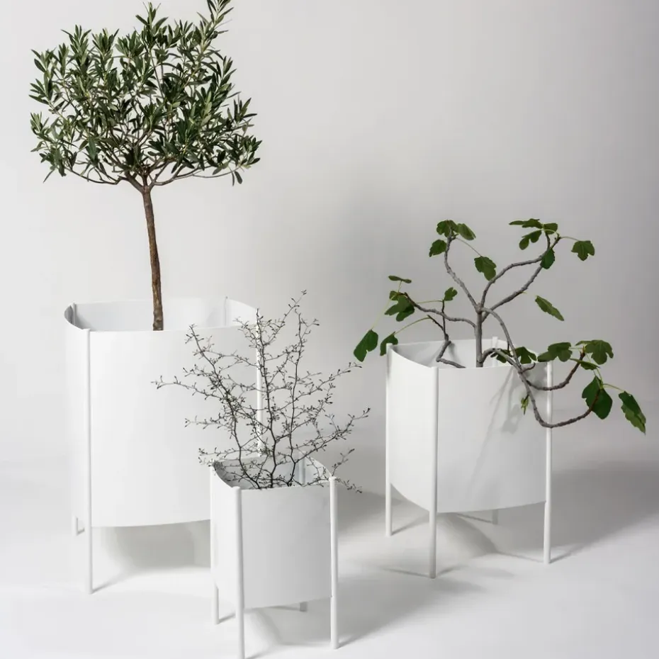 Maceta Konvex Pot, Blanco, pequeña Ø23 cm