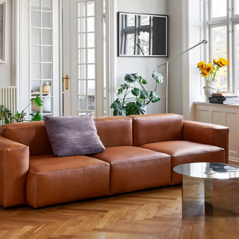 Mags Soft Low sofá de 3 plazas, Linara 443 tweed-gris oscuro costura