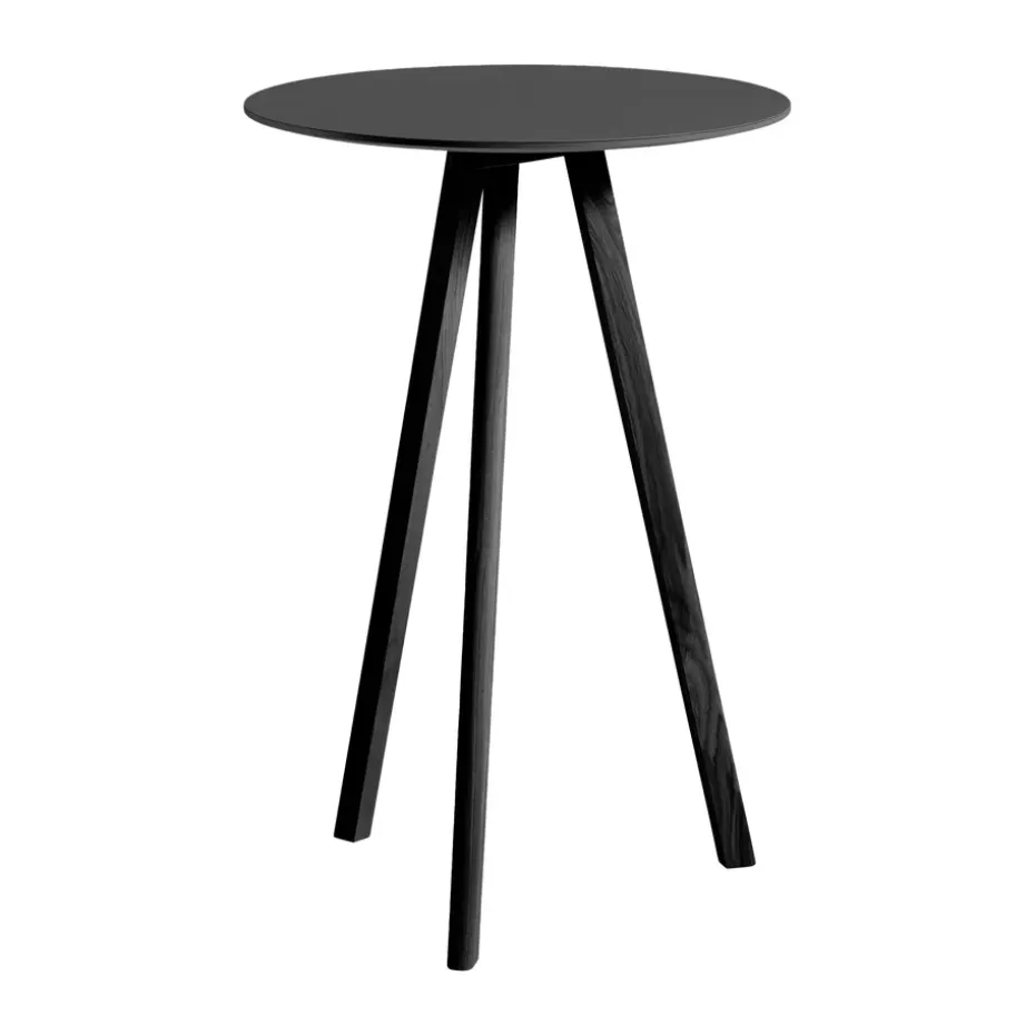 Mesa alta CPH20 2.0, Ø70 cm, Black linoleum-roble lacado