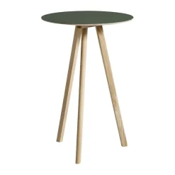 Mesa alta CPH20 2.0, Ø70 cm, Green linoleum-roble lacado