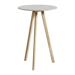 Mesa alta CPH20 2.0, Ø70 cm, Off white linoleum-roble lacado