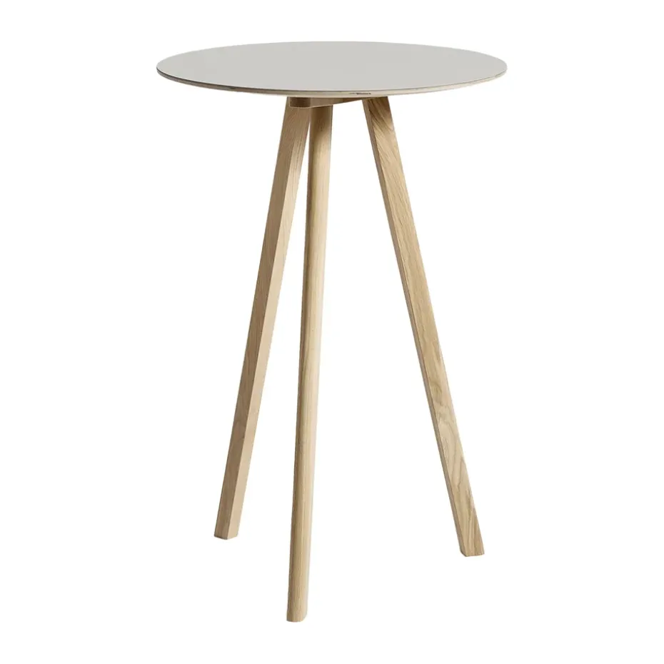 Mesa alta CPH20 2.0, Ø70 cm, Off white linoleum-roble lacado