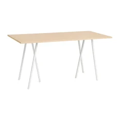 Mesa alta Loop Stand incl. support 92,5x200 cm, White-clear lacq. oak