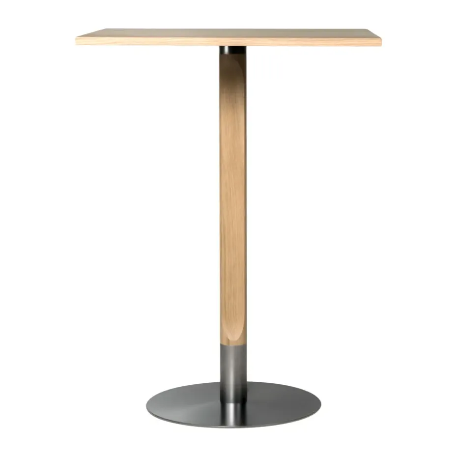 Mesa alta Rod 70x70 cm, Roble mate con acabado blanquecino