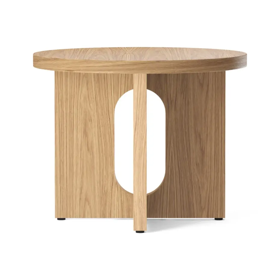 Mesa Auxiliar Androgyne de roble Ø50 cm, Roble-Tablero de mesa