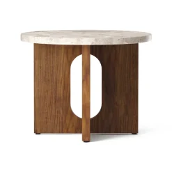 Mesa Auxiliar Androgyne de nogal Ø50 cm, Tablero Kunis Breccia