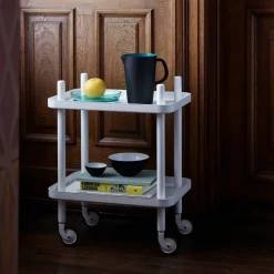 Mesa auxiliar Block, blanco-blanco