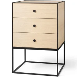 Mesa auxiliar con tres cajones Frame 49, Roble