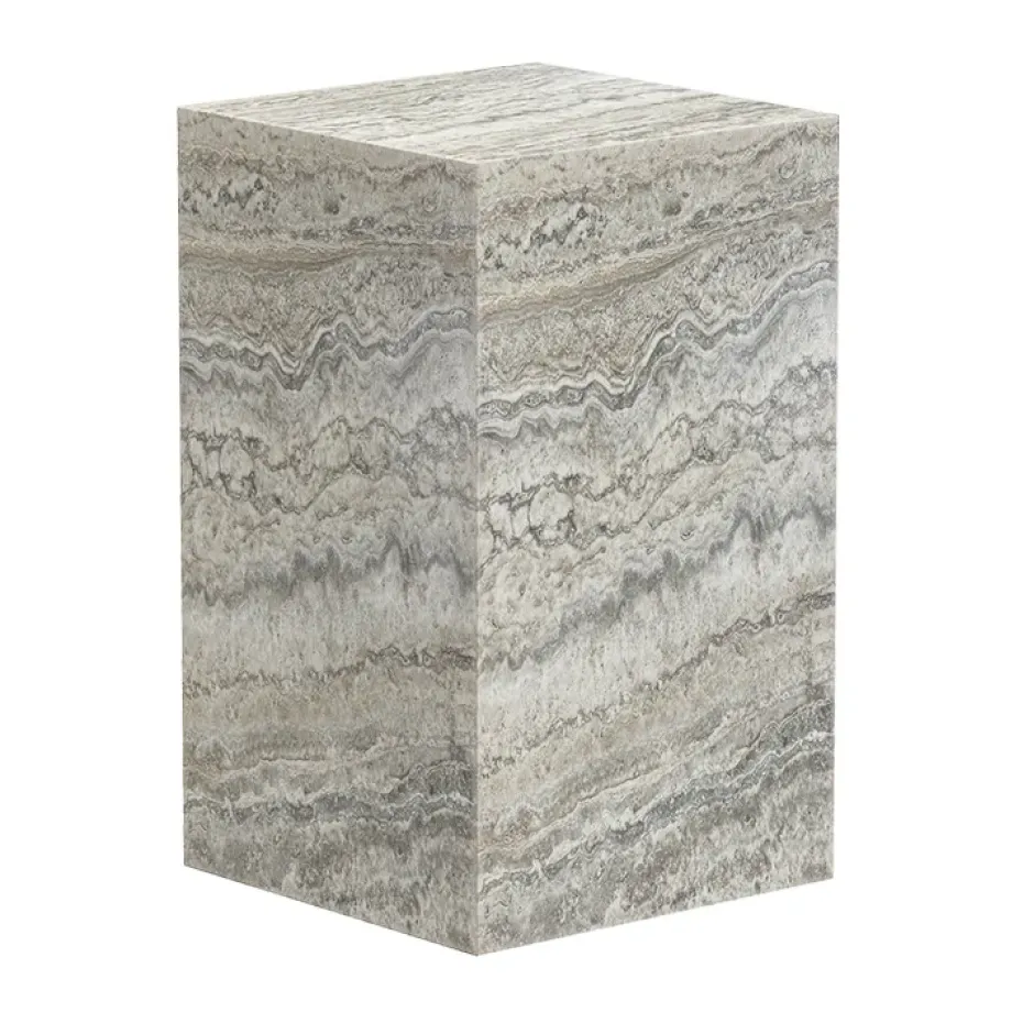 Mesa auxiliar Cubism, Tufo plateado, 30x30x50 cm