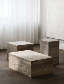 Mesa auxiliar Cubism, Tufo plateado, 30x30x50 cm