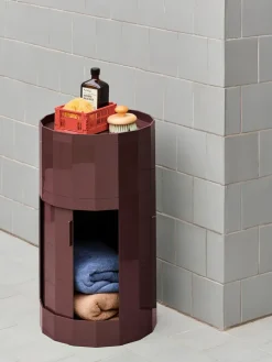 Mesa auxiliar Facet Cabinet high pies/ruedas 66 cm, Burgundy