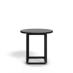 Mesa auxiliar Florence, mármol negro marquina, ø50 cm, soporte negro