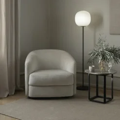 Mesa auxiliar Florence, mármol gris du marais, ø50 cm, soporte negro