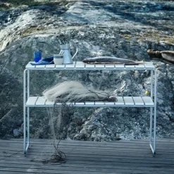 Mesa auxiliar Grythyttan, Roble lacado blanco-estructura galvanizada en caliente