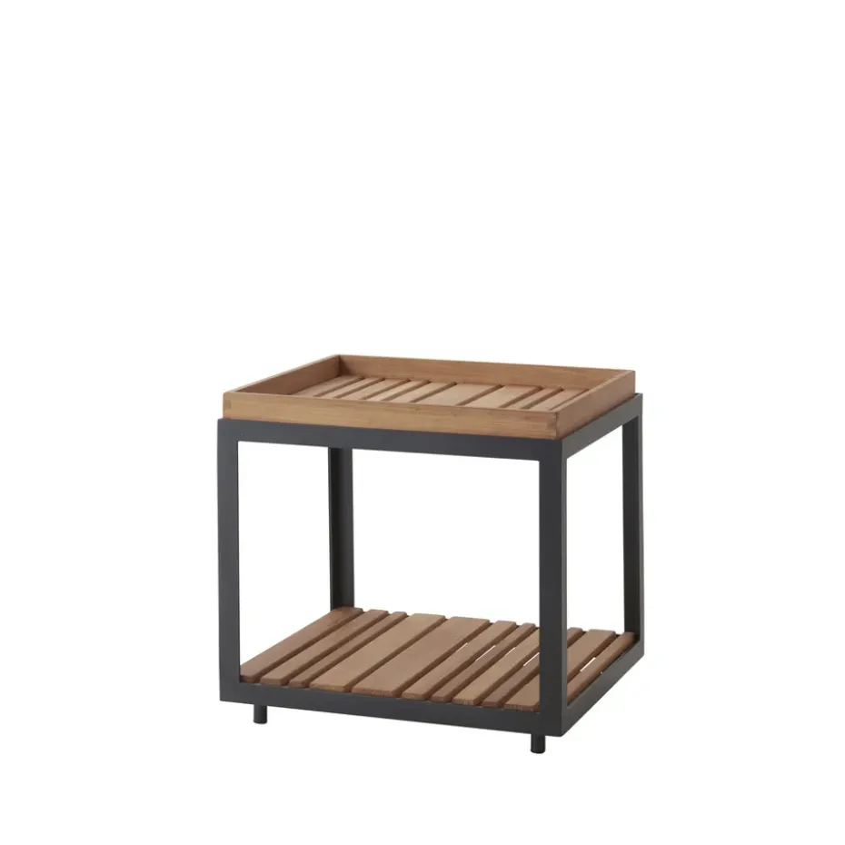 Mesa auxiliar Level, Teak-soporte lava grey