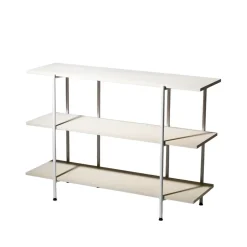 Mesa auxiliar Lilly, Fresno pigmento blanco, estructura acero lacado blanco, 120 cm