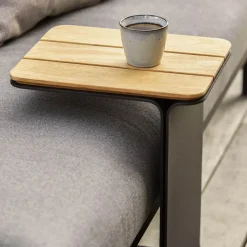 Mesa auxiliar Mega, Teak-soporte lava grey