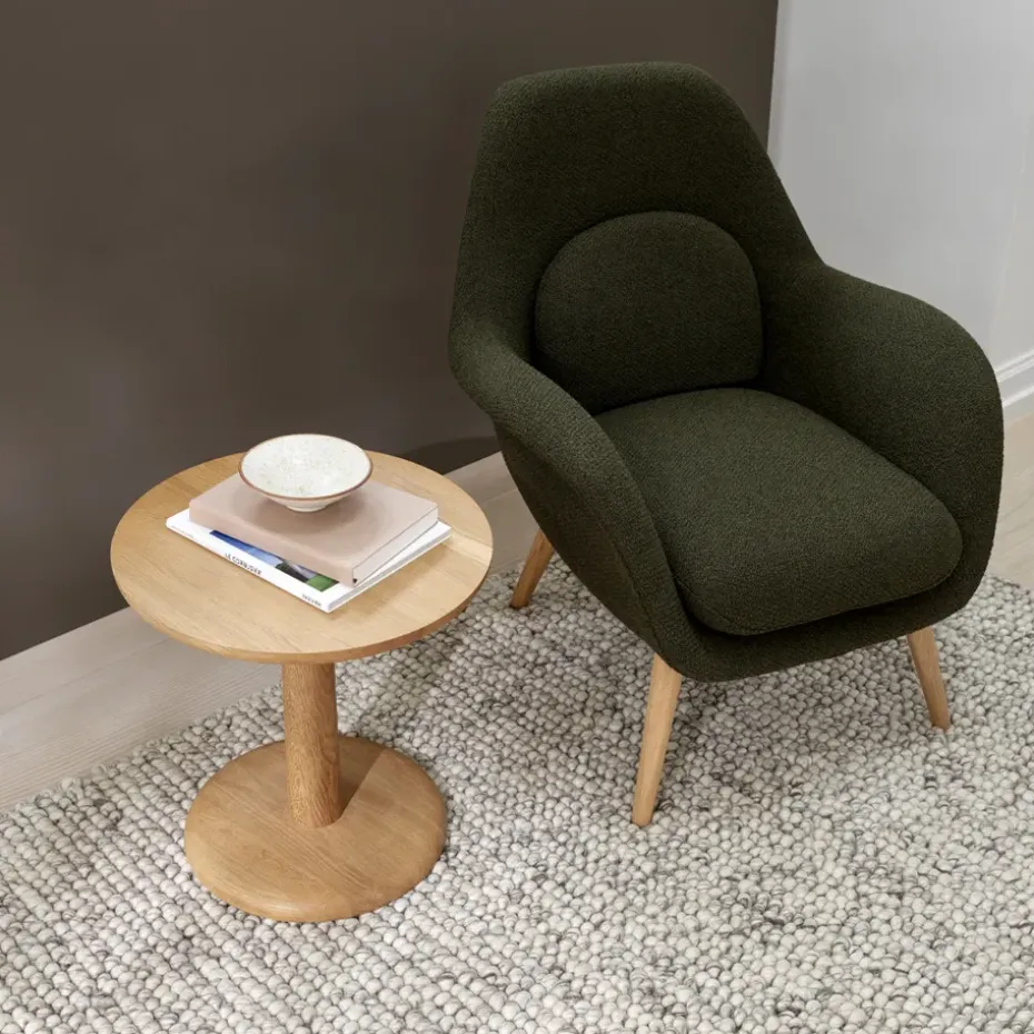 Mesa auxiliar Pon, Roble ahumado aceitado, Ø40 cm