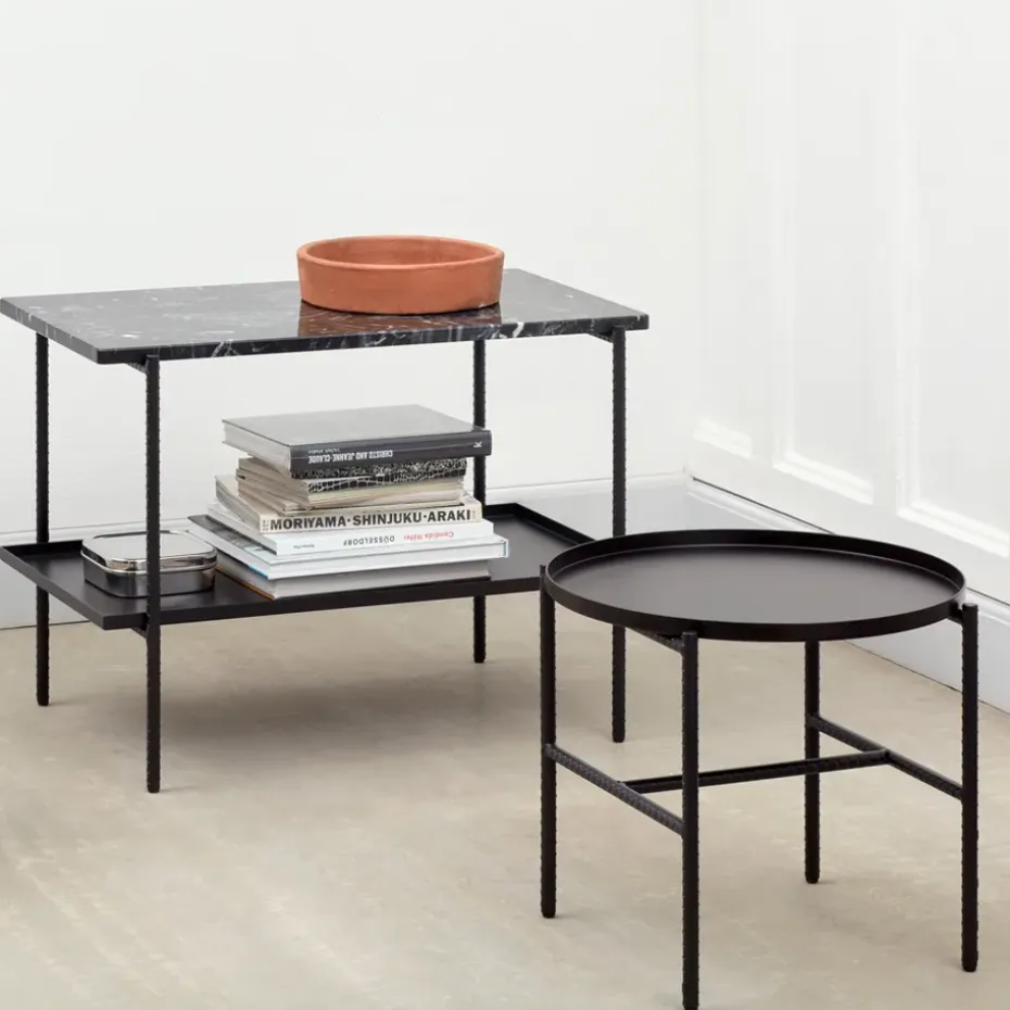 Mesa auxiliar Rebar Ø45 cm, Black marble-black