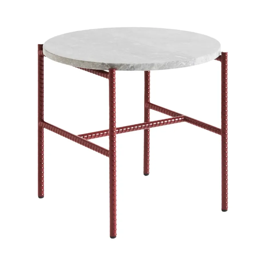 Mesa auxiliar Rebar Ø45 cm, Grey marble-barn red