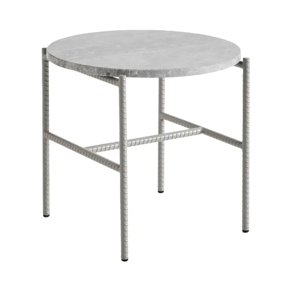 Mesa auxiliar Rebar Ø45 cm, Grey marble-fossil