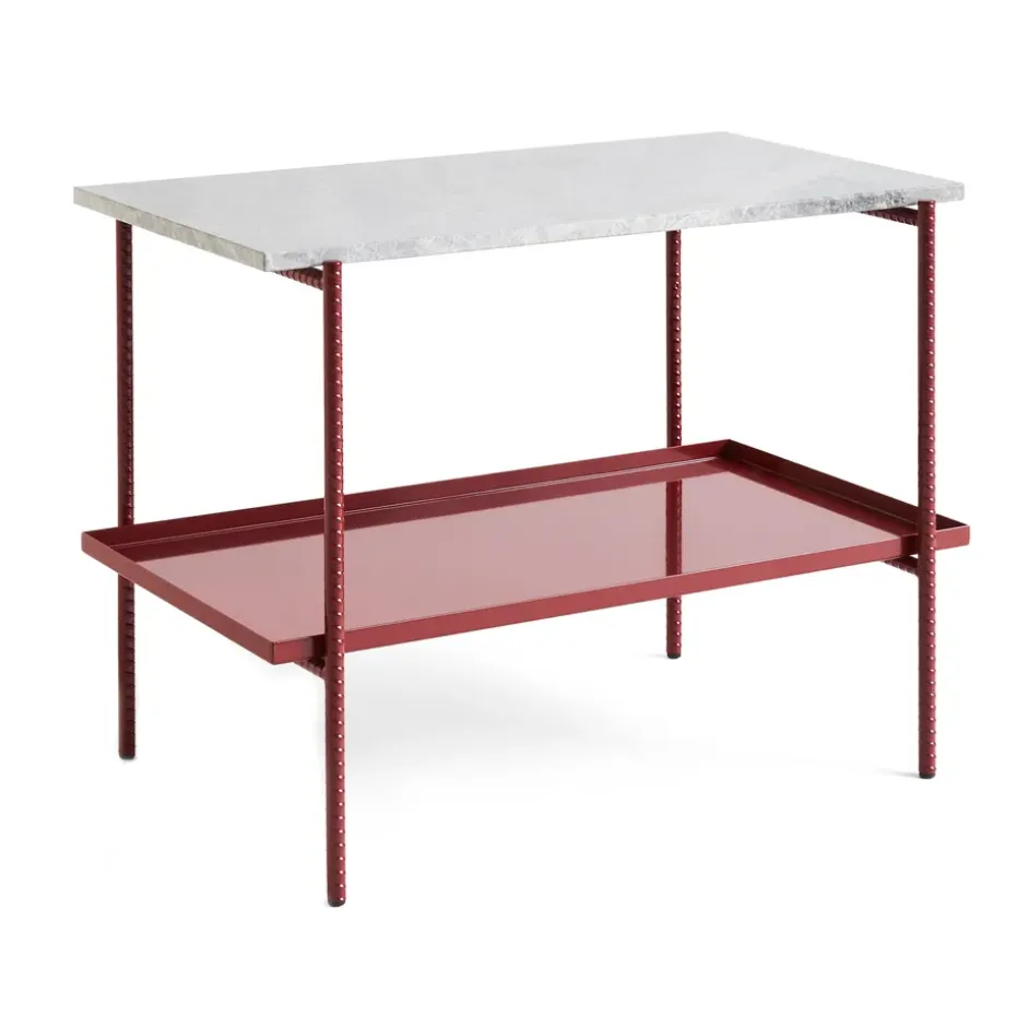 Mesa auxiliar Rebar 75x44x55 cm, Grey marble-barn red