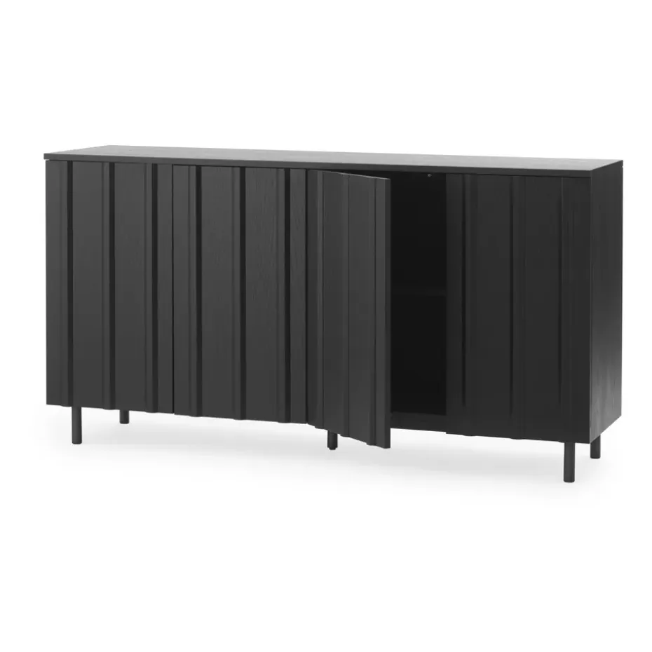 Mesa auxiliar Rib 45x159 cm, Soft Black